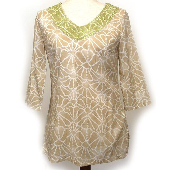 Calypso St. Barth XS Embroidered Cotton Tunic Top - Picture 2 of 6